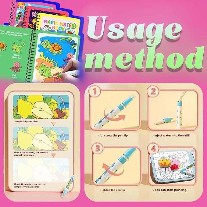 AquaColor™ Reusable Book (4 Books + 4 Pens)